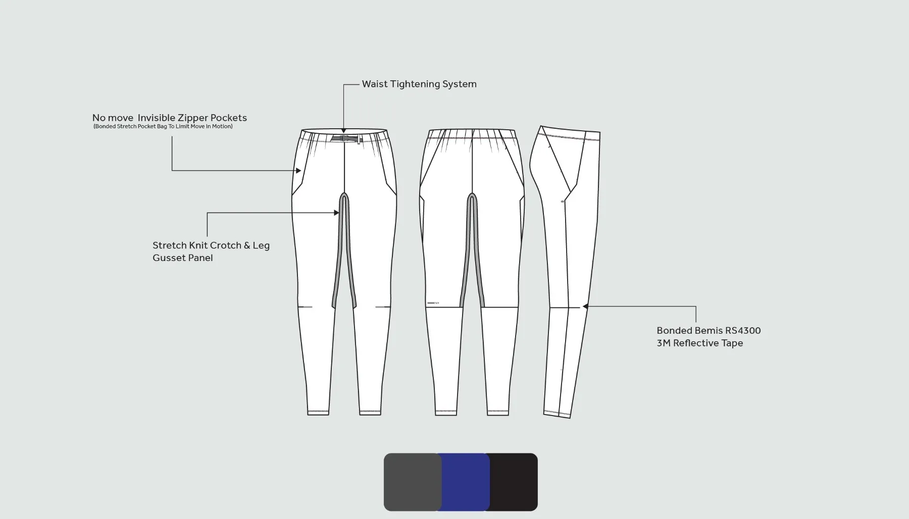 Aviate — technical sketch, Bonded Warmth Run Jogger