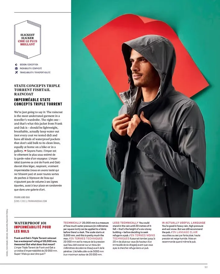 enRoute — Slickest slicker, State Concepts Triple Torrent raincoat