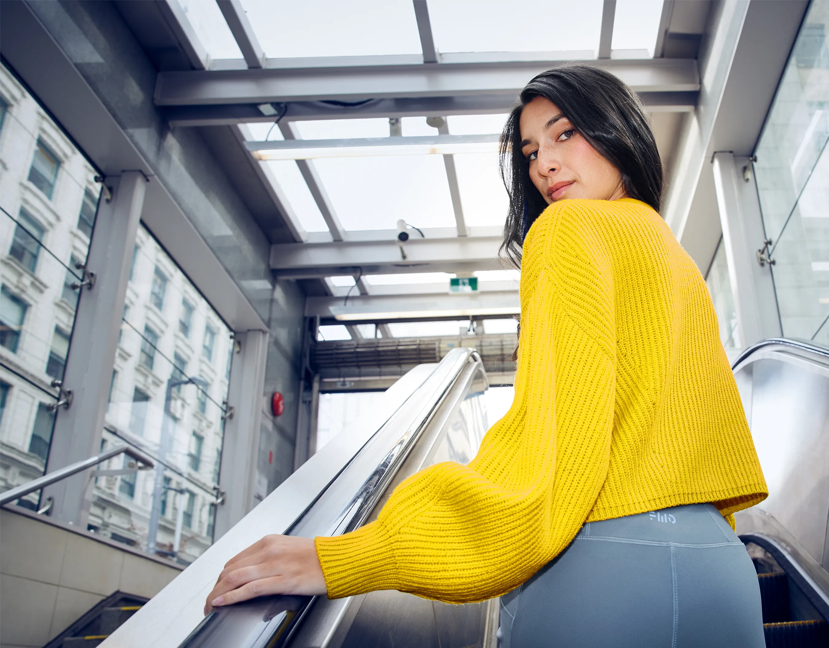 FWD — yellow rib knit on the escalator