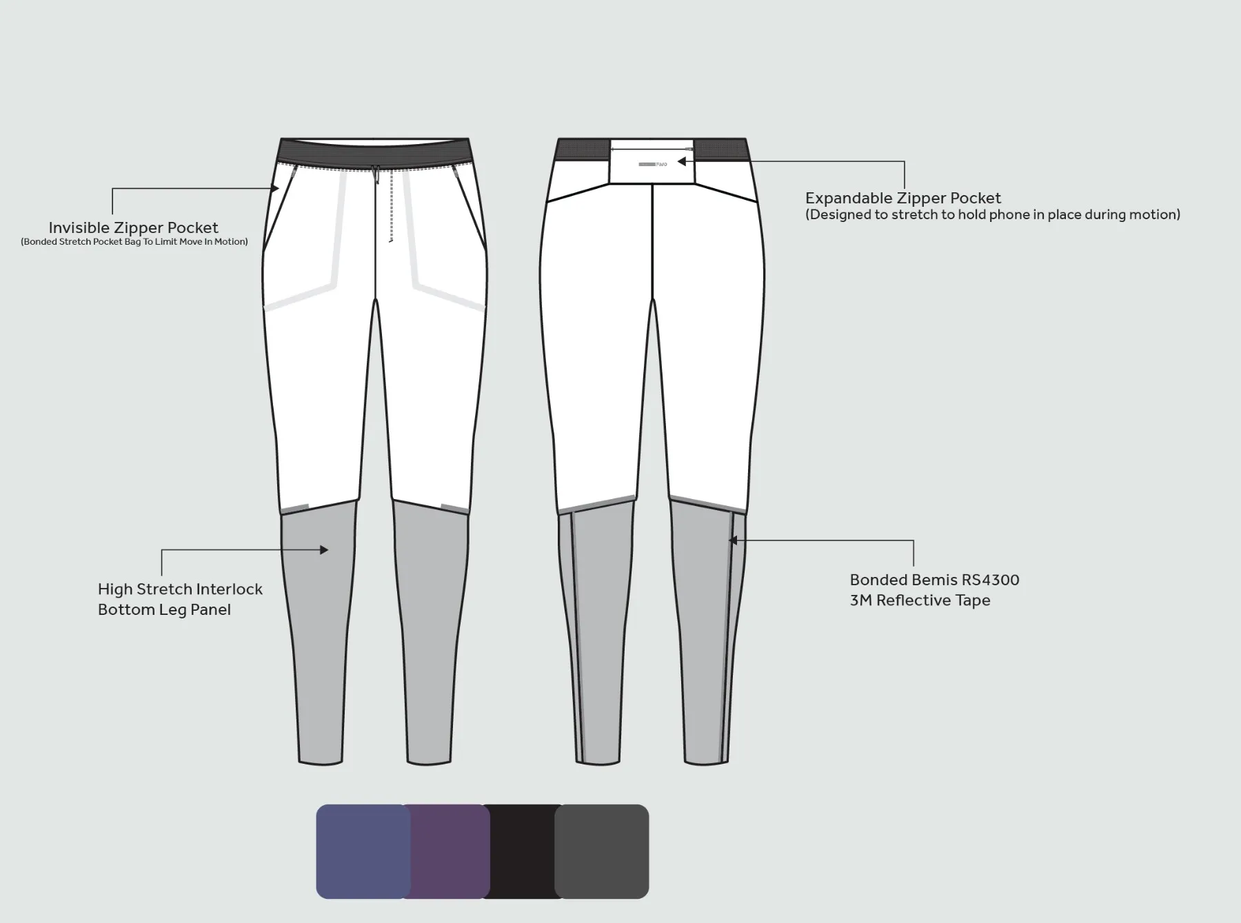 Aviate — technical sketch, Hybrid Run Pant