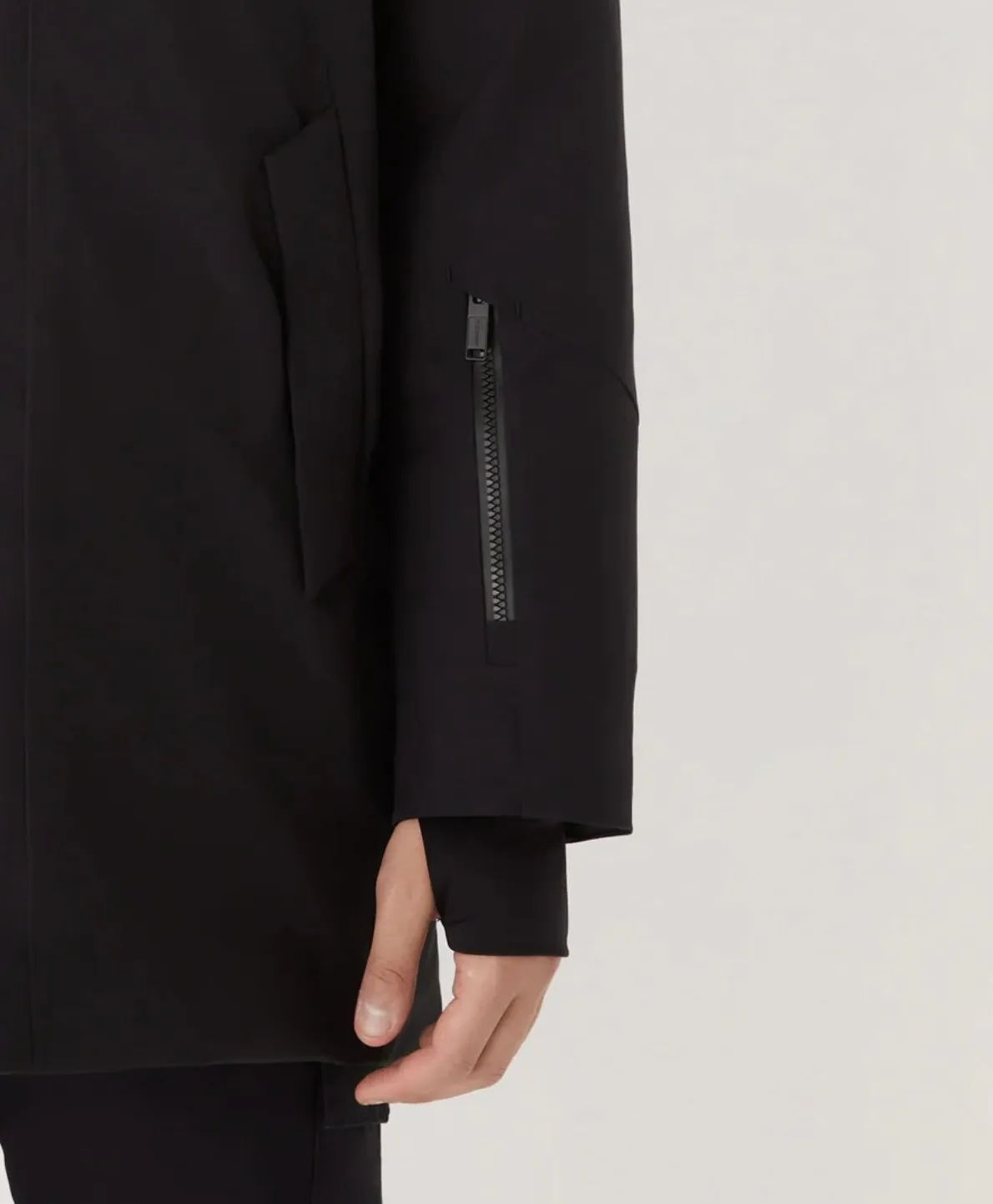 State Concepts — sleeve zip pocket, thumbhole cuff
