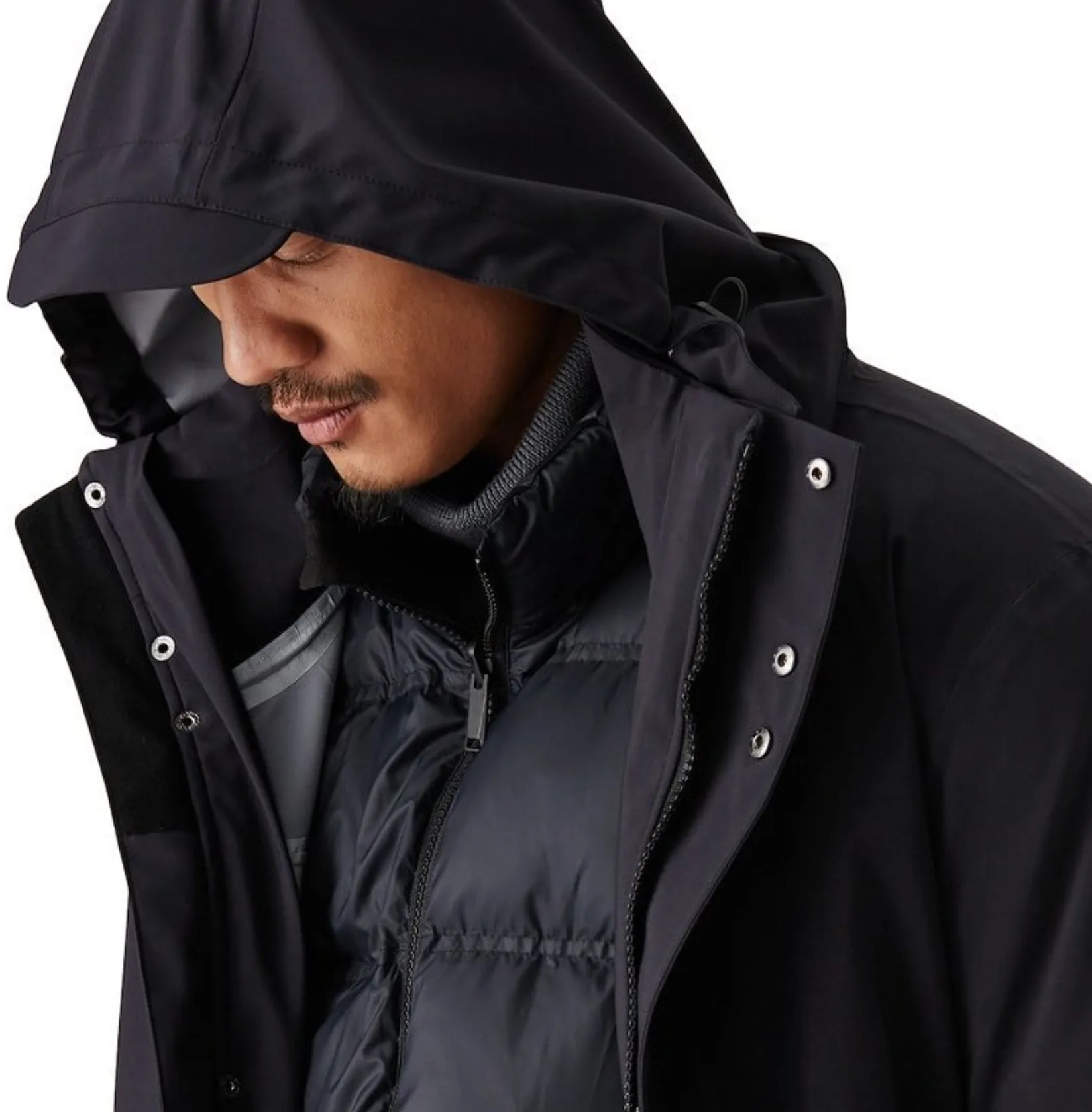 State Concepts — hooded parka over down vest