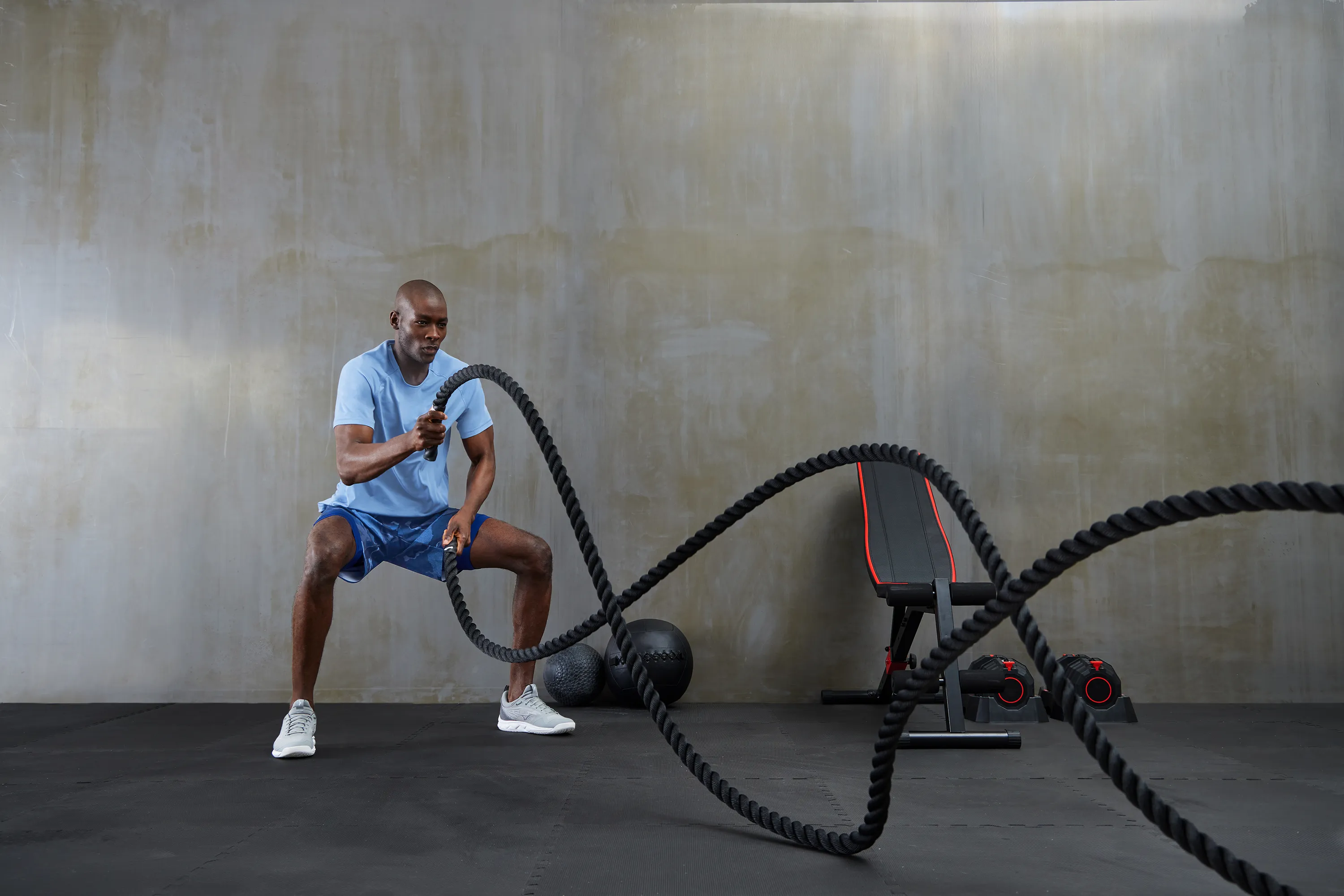 FWD — battle ropes, light tee and camo short