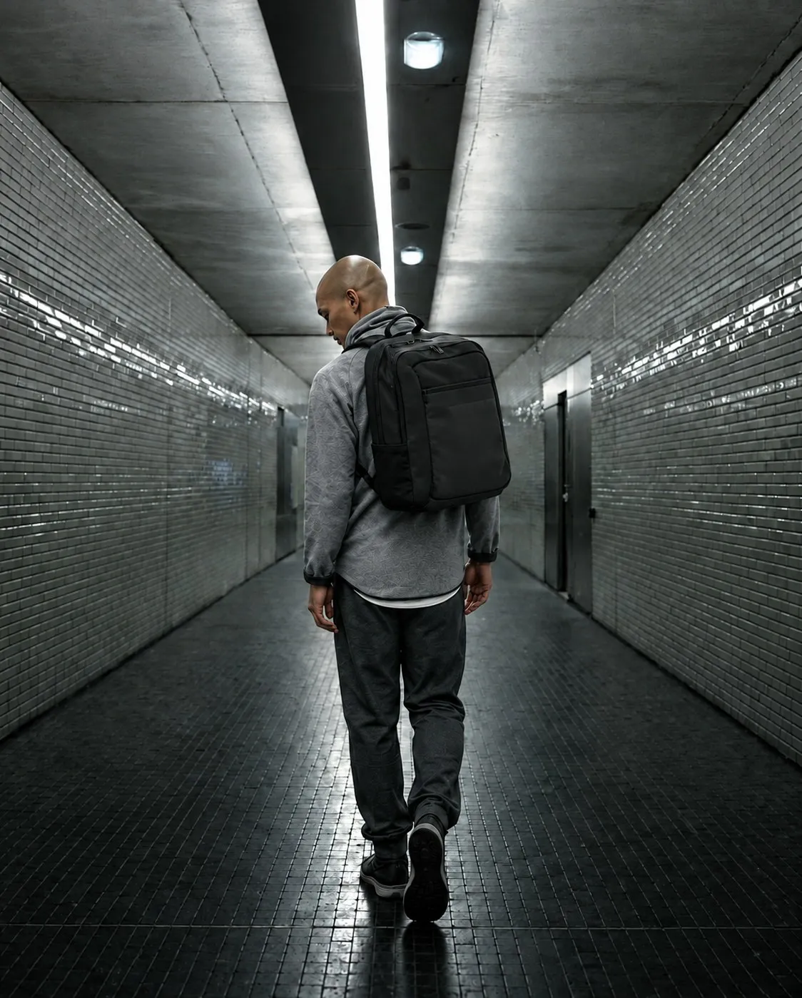 State Concepts — underpass commute, backpack